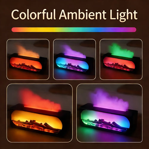 Ambient Bluetooth Speaker, Humidifier, Aromatherapy Diffuser, Simulated Flame Fireplace, Birthday Gift