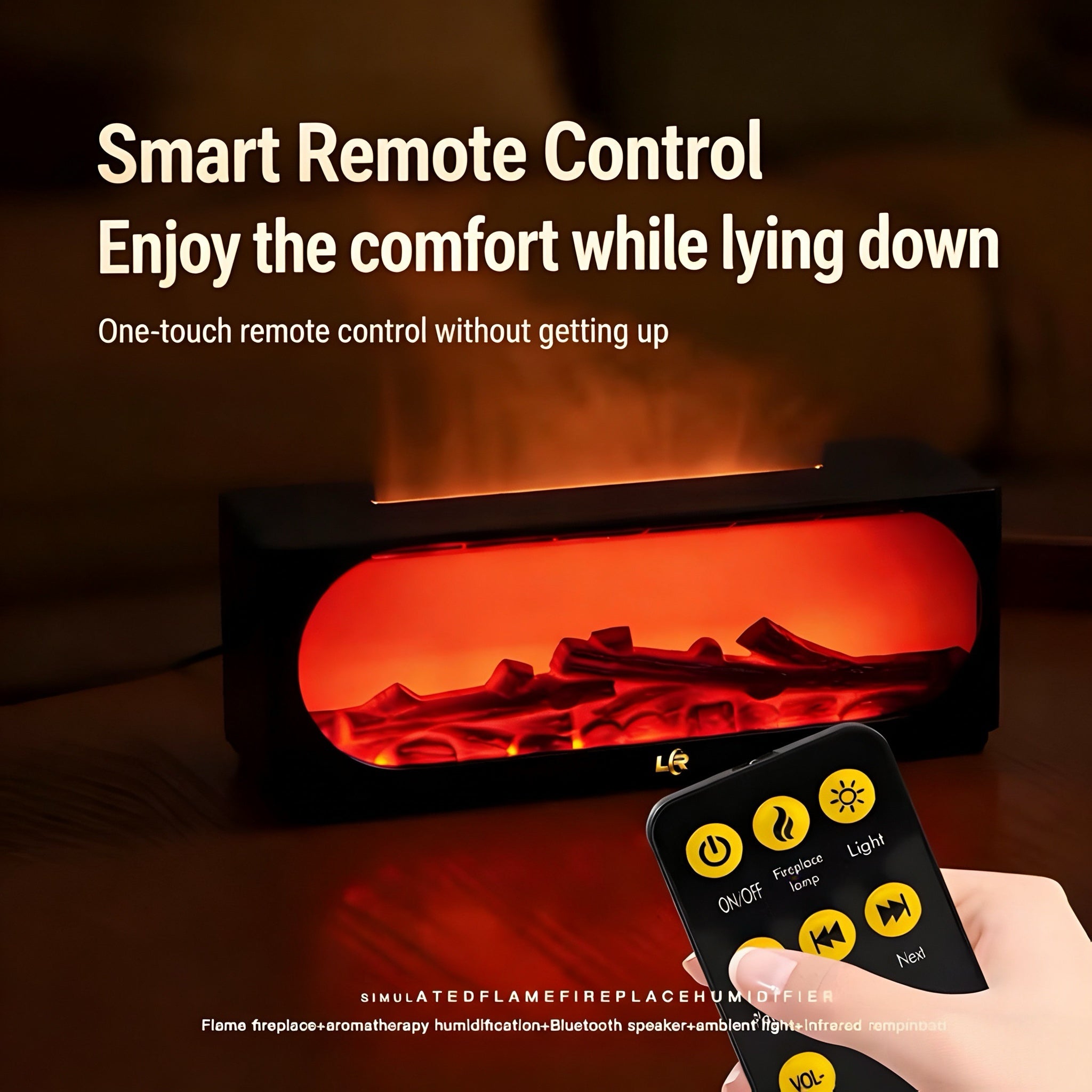 Ambient Bluetooth Speaker, Humidifier, Aromatherapy Diffuser, Simulated Flame Fireplace, Birthday Gift