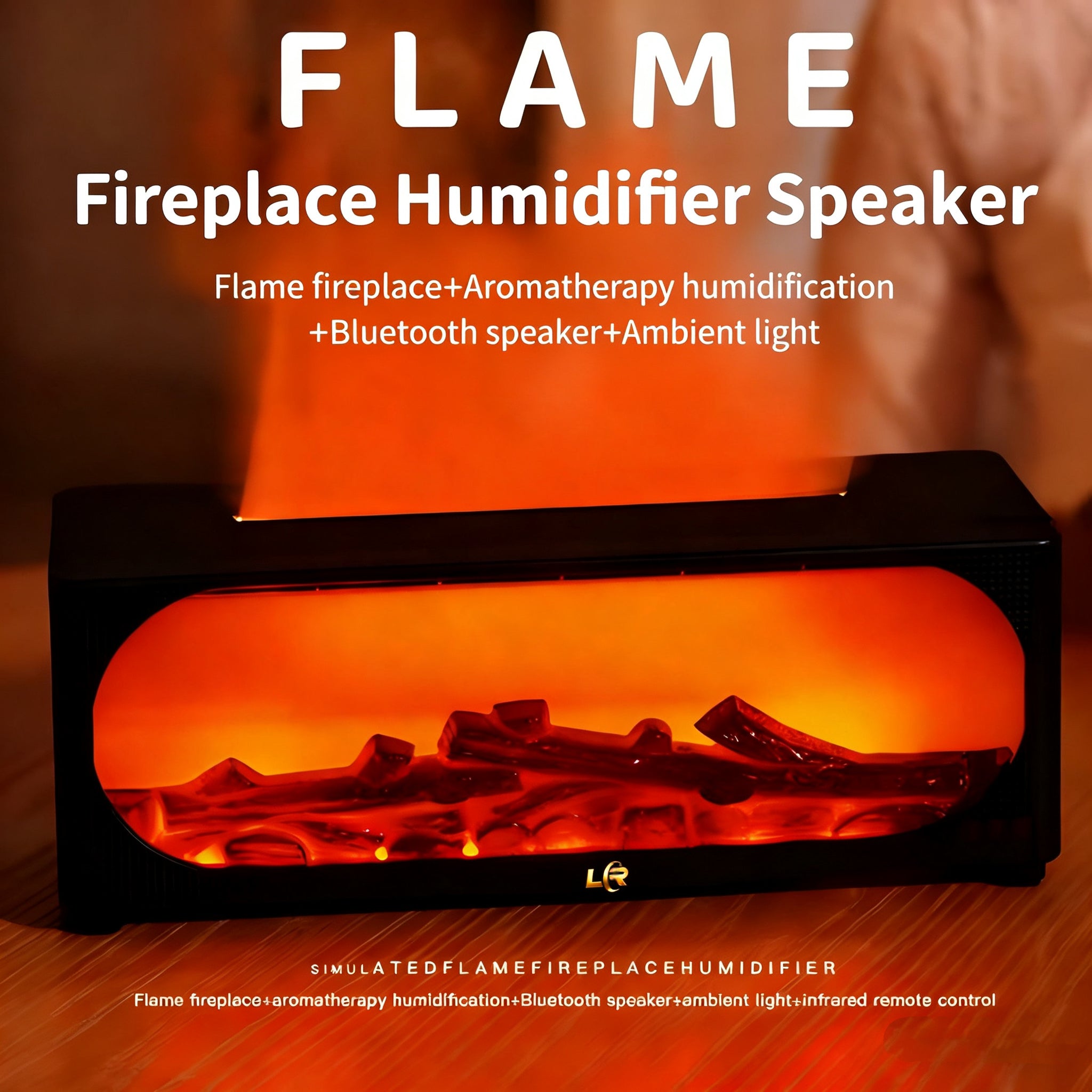 Ambient Bluetooth Speaker, Humidifier, Aromatherapy Diffuser, Simulated Flame Fireplace, Birthday Gift