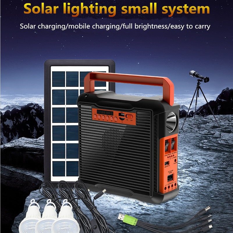Power Bank Bluetooth Speaker with Solar Outdoor Floodlight, Flashlight, Radio, Portable Camping Speaker