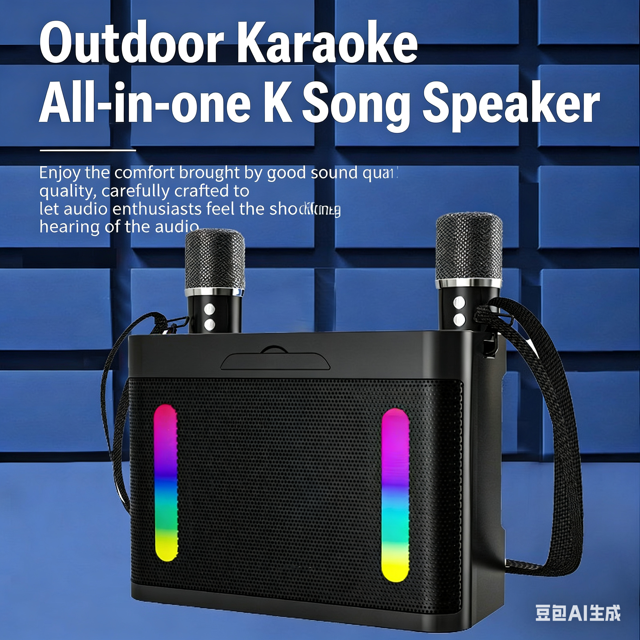 Portable Outdoor Karaoke Set with Bluetooth, Dual Microphones, and Speaker