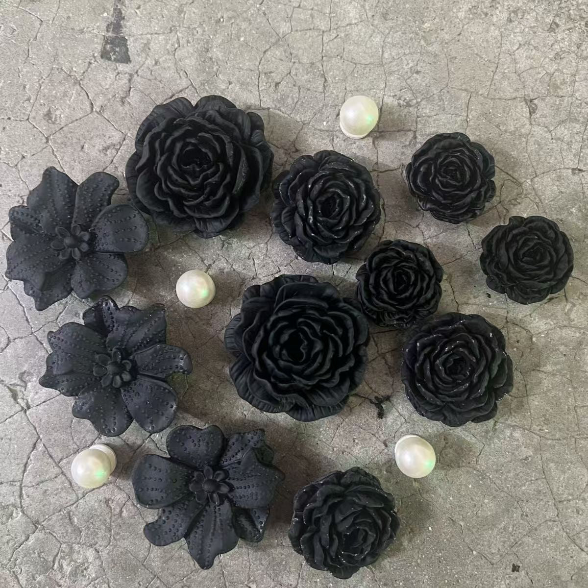 Black Flower charms