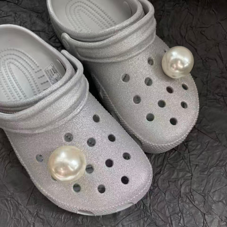 Crocs shoe charms: electronic silver butterfly