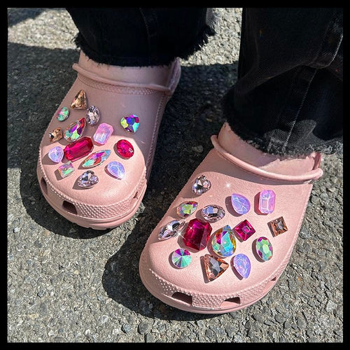 Creative blue-green rhinestone and diamond croc accessories