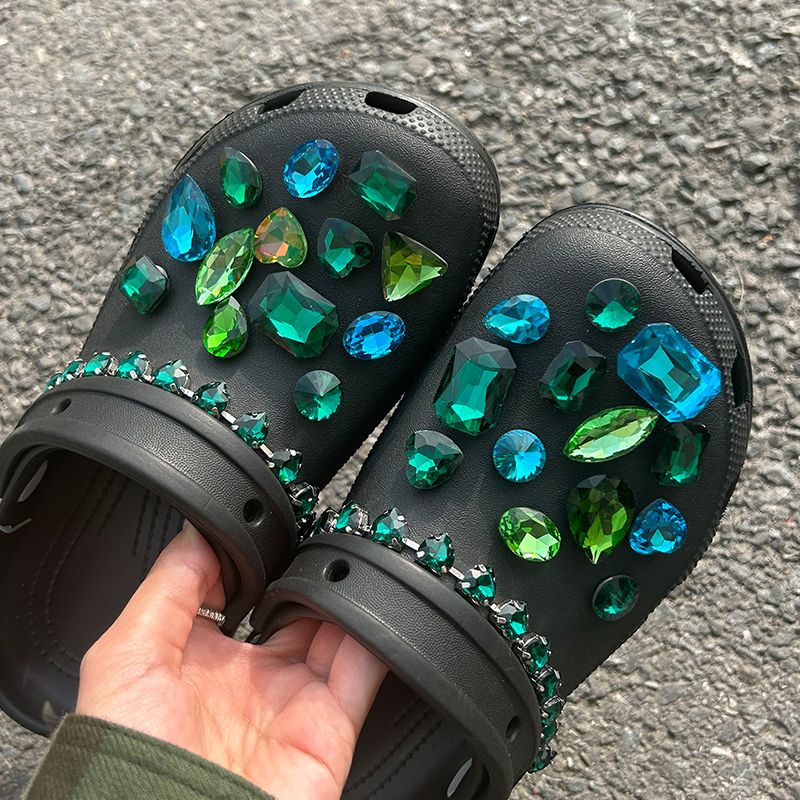Creative blue-green rhinestone and diamond croc accessories